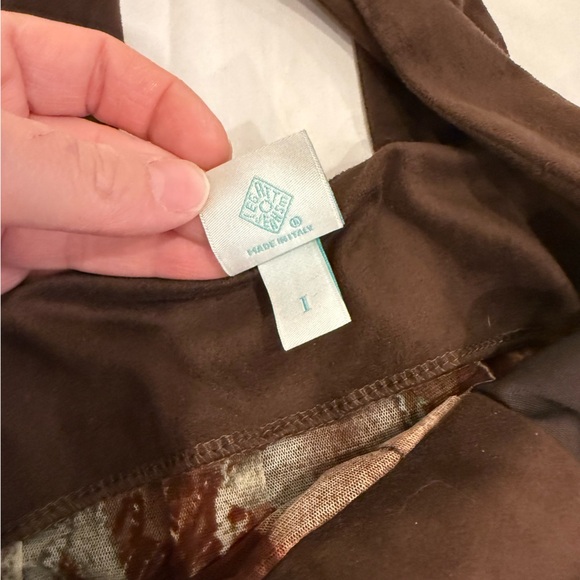 Legatte Jeans Save the Queen Italian Abstract Brown Suede Dress US Sz 6 - Picture 14 of 16